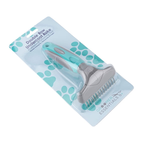 Groomer Essentials Dematting Brush for Dogs Double Row Undercoat Rake