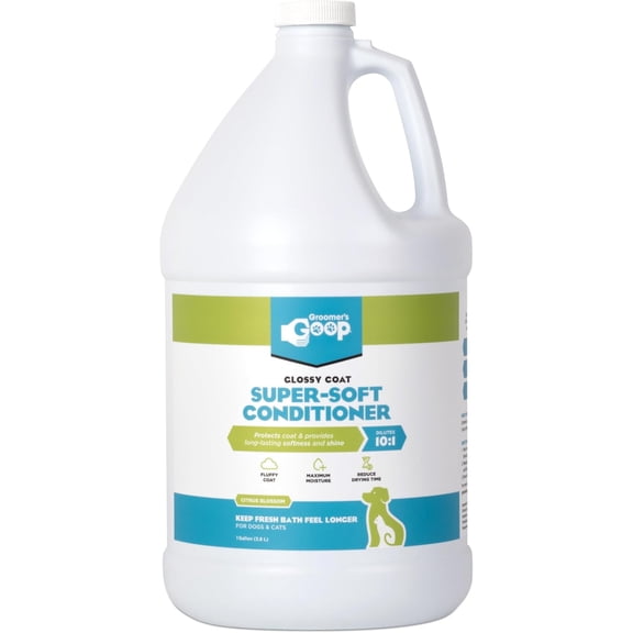Groomers Goop Glossy Coat Super-Soft Conditioner  Deep Moisture Formula Softens & Detangles Dog & Cat Coats, Soothes Dry Skin, Natural Ingredients, Dye-Free  1 Gallon Bottle