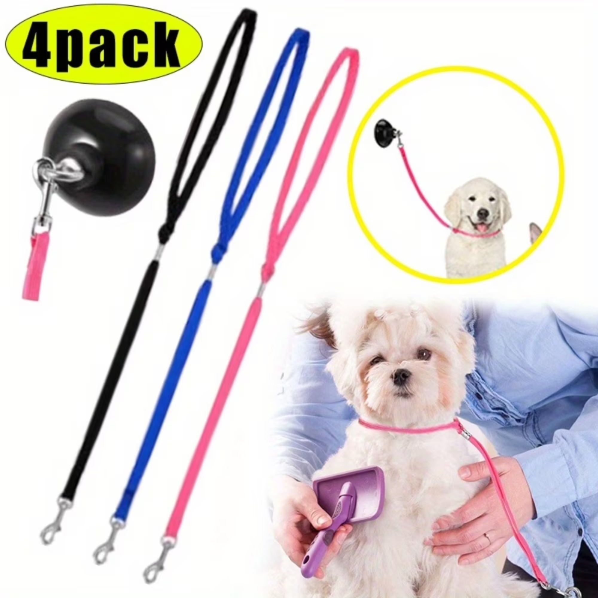 Groomer's Helper 4 Pcs Dog Grooming Restraint, Suction Cup Tether with ...