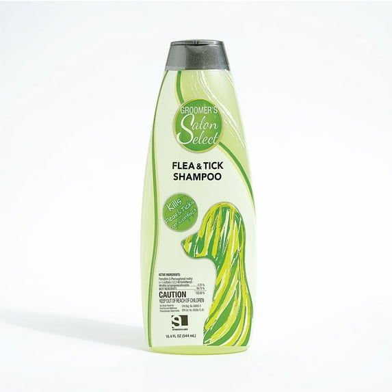 Groomer’s Salon Select Flea & Tick Shampoo for Dogs, 18.4 fl. oz. – Kills Fleas on Contact, Gently Cleanses and Exfoliates, Soothes Pet’s Irritated Skin