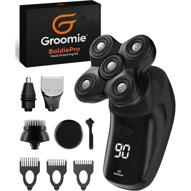 Hand Held Head Razor Groomie BaldiePro Handheld Cordless Electric Head Shaver Kit for Bald ...