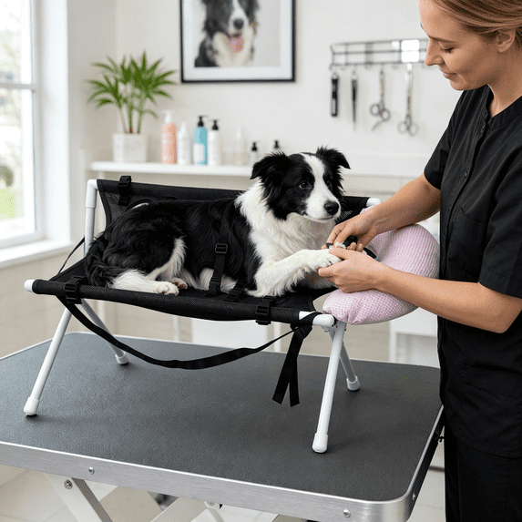 Groomies Pet Grooming Hammock For Dogs With Pillow, Breathable Mesh Dog Grooming Hammock, Secure Sling For Grooming And Nail Care