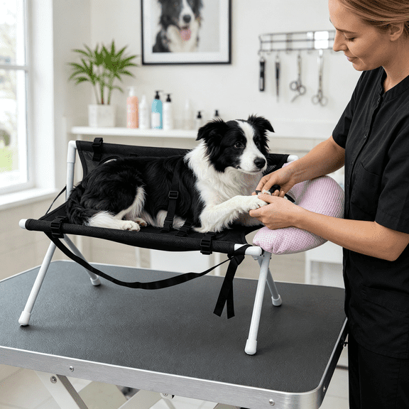 Groomies Pet Grooming Hammock For Dogs With Pillow, Breathable Mesh Dog Grooming Hammock, Secure Sling For Grooming And Nail Care