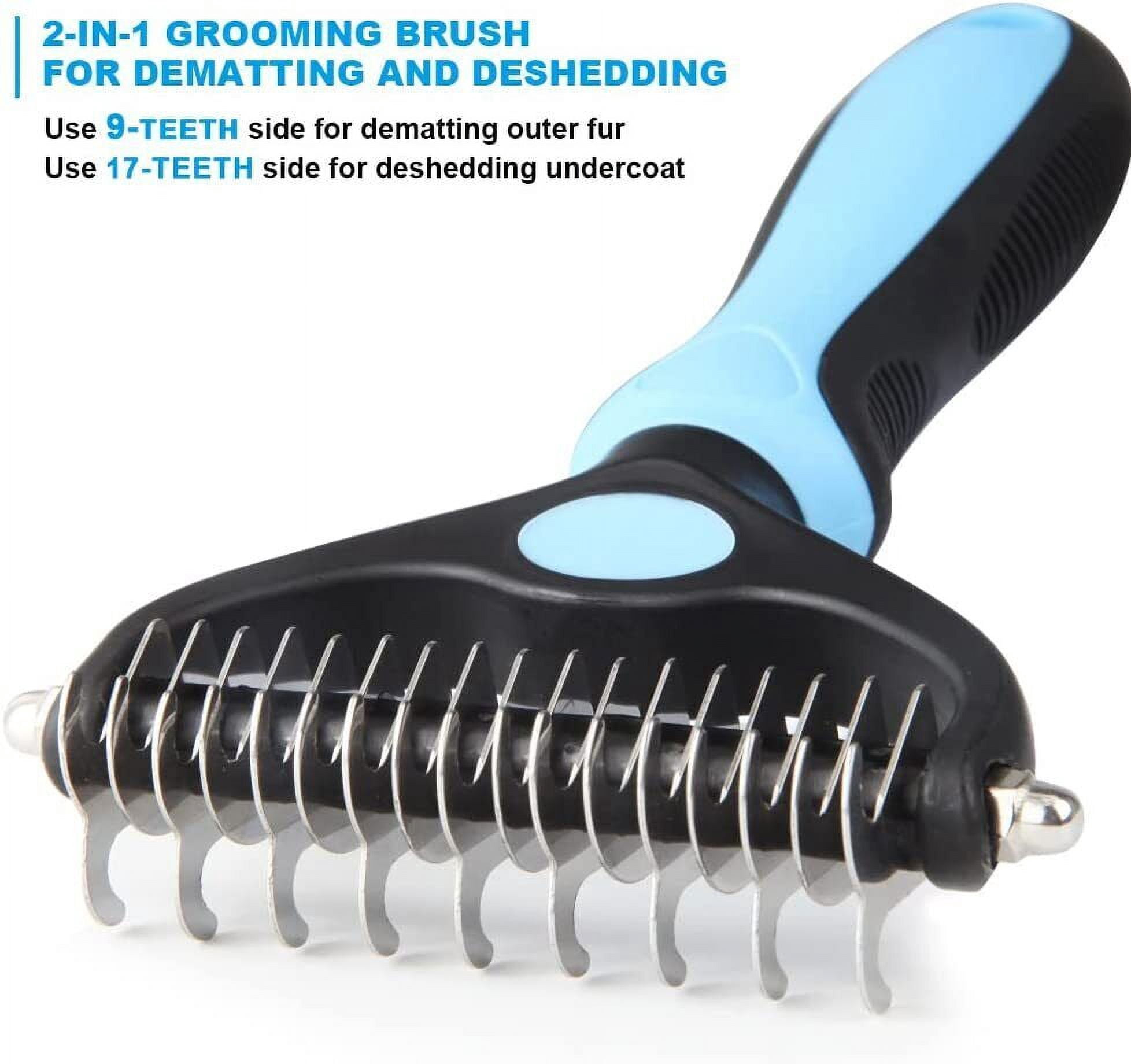 Deshedding Brush - Double-Sided Undercoat Rake for Dogs & Cats - Shedding Comb a