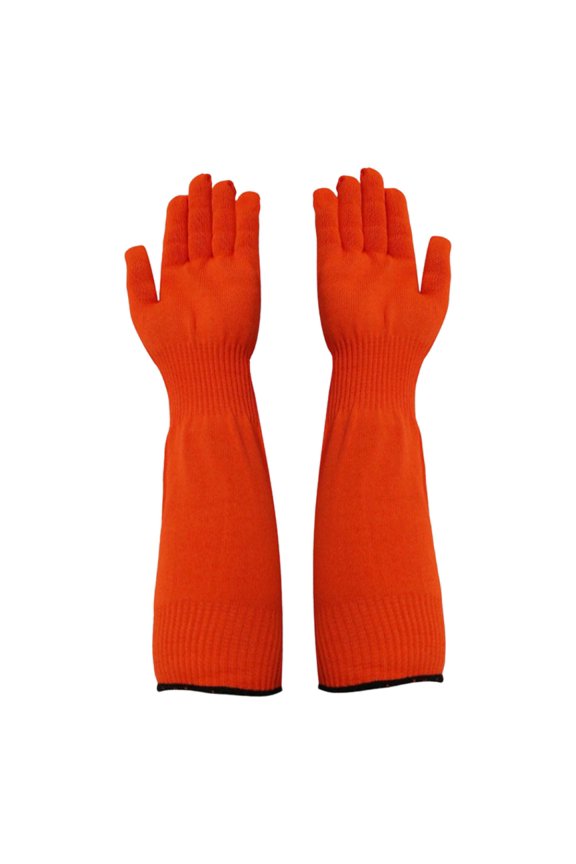 Grooming Gloves Bite Proof – Pet Handling Gloves - 11" Extra-Long Grooming Arm Sleeves, Pet Grooming Gloves, Durable Anti-Scratch Protective Sleeves for Nail Trimming, 1Pair(Orange,11x4")
