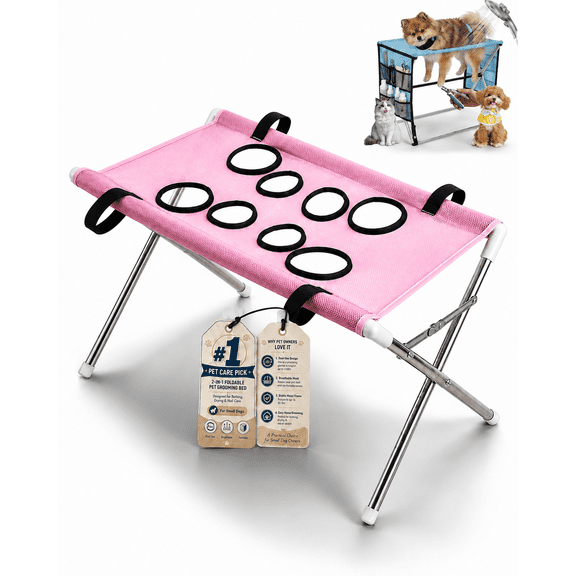 Grooming Pet Bath Stand Mesh Bathing Station,Foldable Metal Structure with Quick Surface and Strap, Suitable for pet Washing Maintenance Travel Grooming
