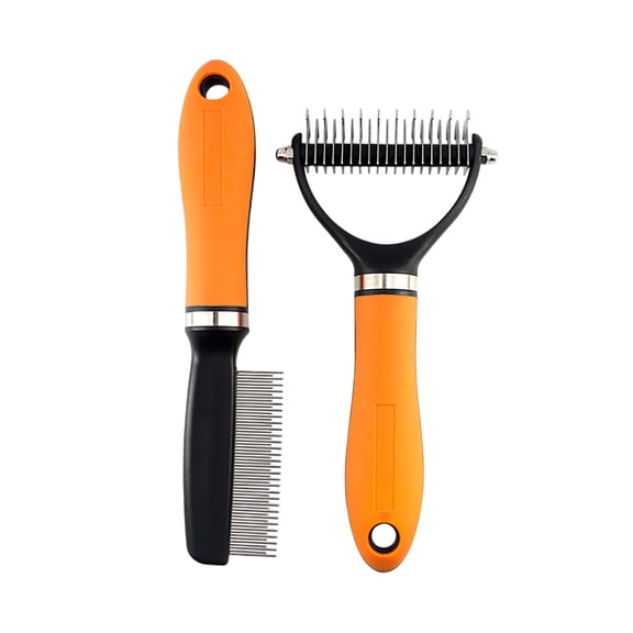 Grooming Rake Double Deshedding Brush For & Cats Undercoat Rake For Shedding Dematting Comb For Long Haired Dog Trailer Aluminum Accessories For Dog Breeding Dog Harness Accessories Dog Sport