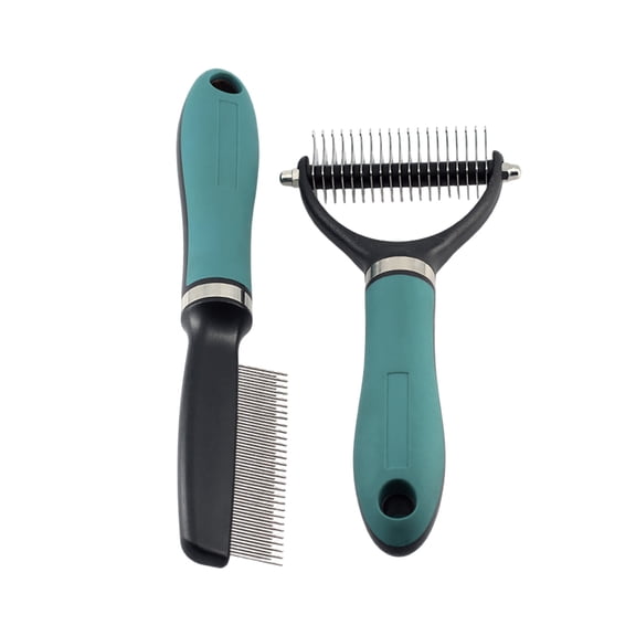 Grooming Rake Double Deshedding Brush For & Cats Undercoat Rake For Shedding Dematting Comb For Long Haired Dog Trailer Aluminum Accessories For Dog Breeding Dog Harness Accessories Dog Sport
