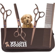 Grooming Scissors Kit, Dog Grooming Shears, Curved, Thinning, Straight Scissors For Dogs [We Love Doodles Dog]