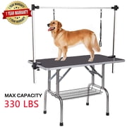 Grooming Table for Small Dogs, 2020 Newest 36 Heavy Duty Stainless Steel Frame Foldable Table w/Adjustable with Arm/Noose, Maximum Capacity Up to 330lbs, Black, S8028
