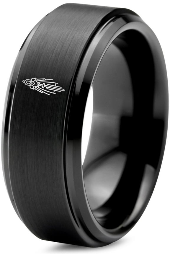 Black Jewelry Tungsten Ring Gamer Unique Gift Police Officer Gifts Boho Wedding Cute Tiny
