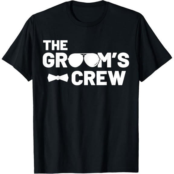 Groomsmen Groom Squat Men Bachelor Supplies Party Wedding T-ShirtMen and women, White Black T-shirt, size: Extra large S-4XL