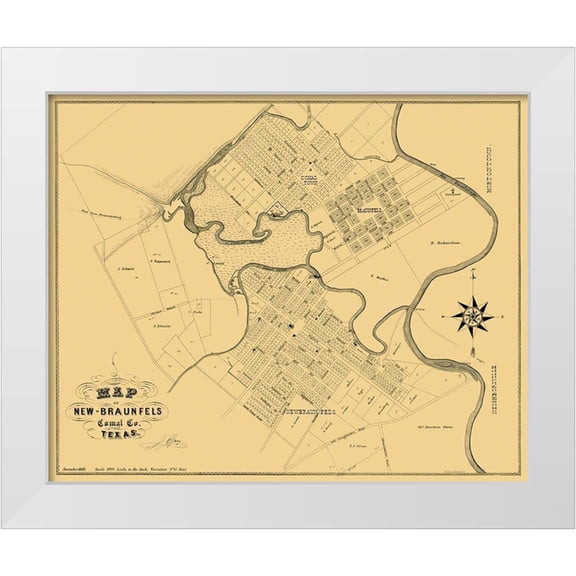 Groos 14x12 White Modern Wood Framed Museum Art Print Titled - New Braunfels Texas Landowner - Groos 1868