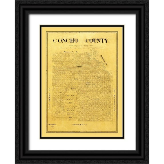 Groos 19x24 Black Ornate Wood Framed with Double Matting Museum Art Print Titled - Concho County Texas - Groos 1895