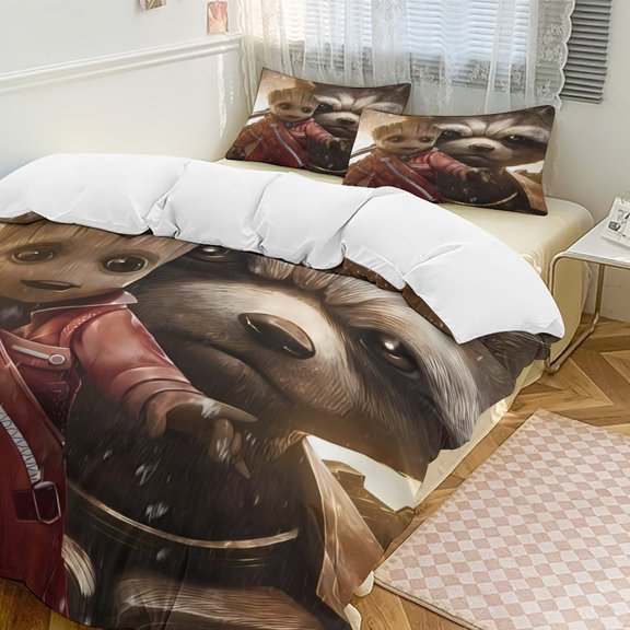 Groot 3-Piece Bedding Set (1 Duvet Cover + 2 Pillow Shams) Soft And Skin-friendly Breathable And Dry Bedding for A Comfortable Night's Sleep Full Size (79"x90")