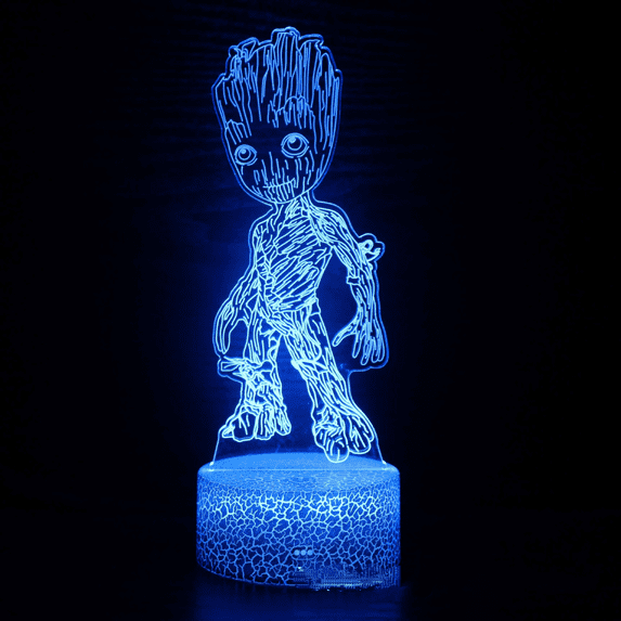 Groot 3D Night Light Touch Table Desk Lamps, 16 Color Changing Beside Lights for Home Creative Decoration Lamp Amazing Visualization Optical for Kids Gifts