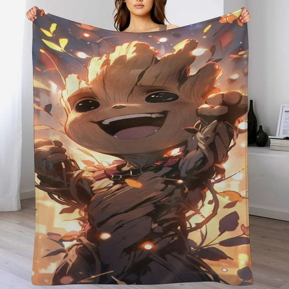 Groot Blanket, Soft Cozy Fluffy Plush Throw Blanket for Boys Girls Young Adults, Warm Flannel Blanket for Living Room Bedroom Couch Bed 30"x40"