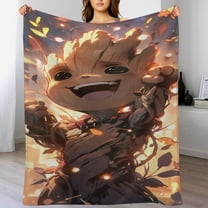Groot Blanket, Soft Cozy Fluffy Plush Throw Blanket for Boys Girls Young Adults, Warm Flannel Blanket for Living Room Bedroom Couch Bed 30"x40"