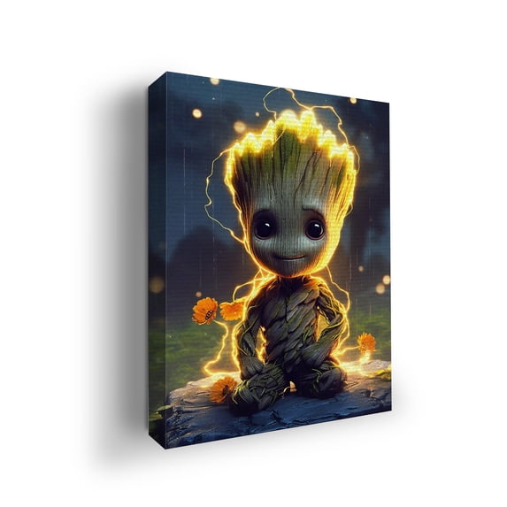 Groot Canvas Wall Art by DreamController- 12x16 inches Marval Wall Decor | HD Printed & Wooden framed wall art | Modern Wall Decor for Bedroom, Living Room, Office, Kids Room | Made in USA