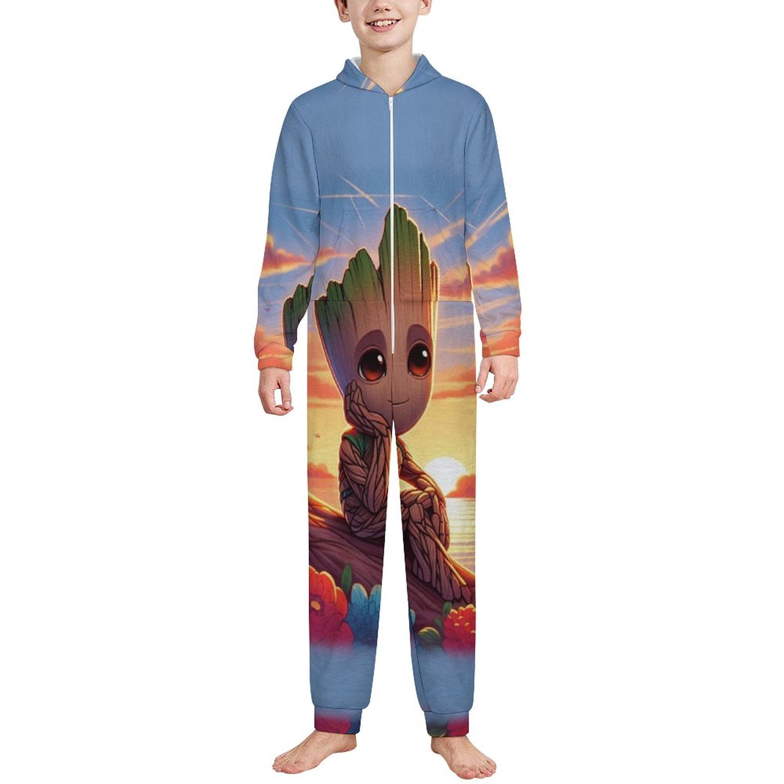 Groot Children's Home Jumpsuit Pajamas for Boys Girls Onesie Cartoon ...