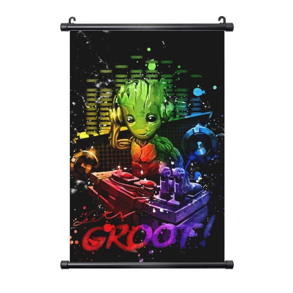 Groot Hanging Poster, Black Plastic Shaft Wall Hanging Posters Scroll Hanger, Canvas Artwork Wall Art Painting Decor for Living Room Bedroom Office 20"X30"