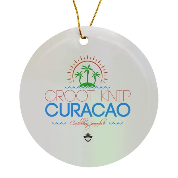 3drose, Groot Knip, Curacao Caribbean Paradise Text, Decorative Images, Circle Porcelain Ornament