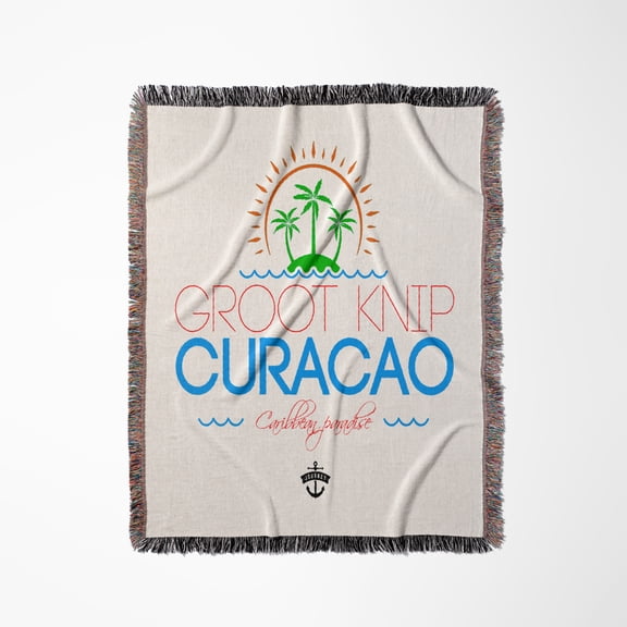 Groot Knip, Curacao Caribbean Paradise Text, Decorative Images, Woven Blanket