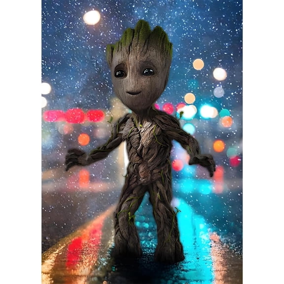 Groot DIY 5D Diamond Digital Painting Kit Crystal Rhinestone Embroidery Cross-stitch artwork Crafts Canvas wall decoration Birthday gift 12 X 16 inches
