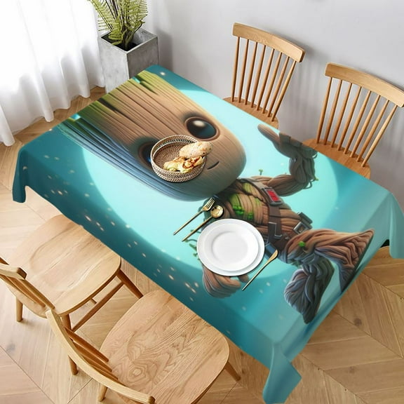 Cartoon Tree Tablecloth Cute Graphic Print Rectangular Table Cover For Party Picnic Dinner Decor 54x72in