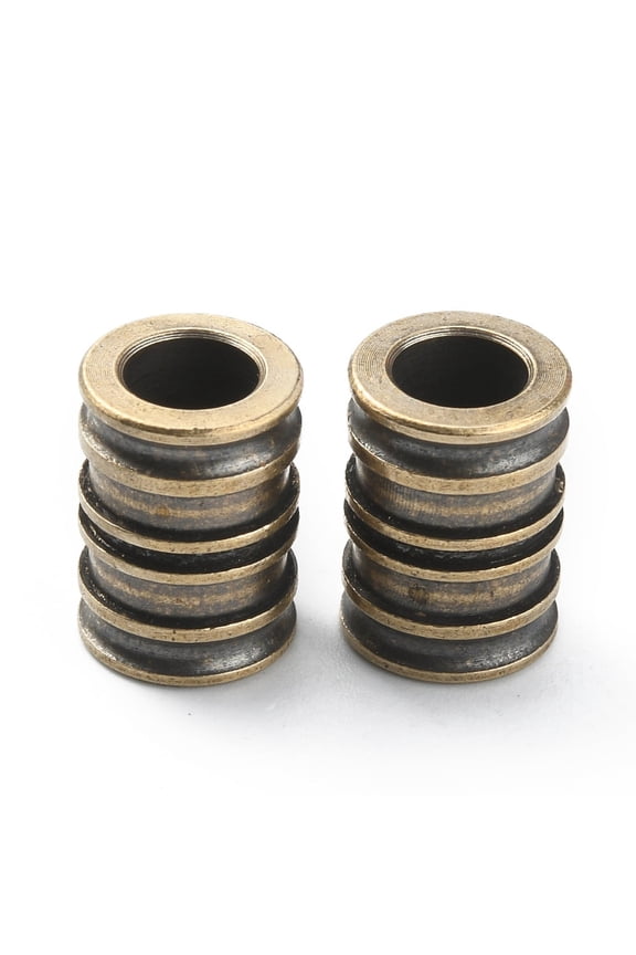Groove Column Shaped Brass Beads for EDC Knife String Pendant Parachute String Tool Golden 14x10mm Hole: 6mm