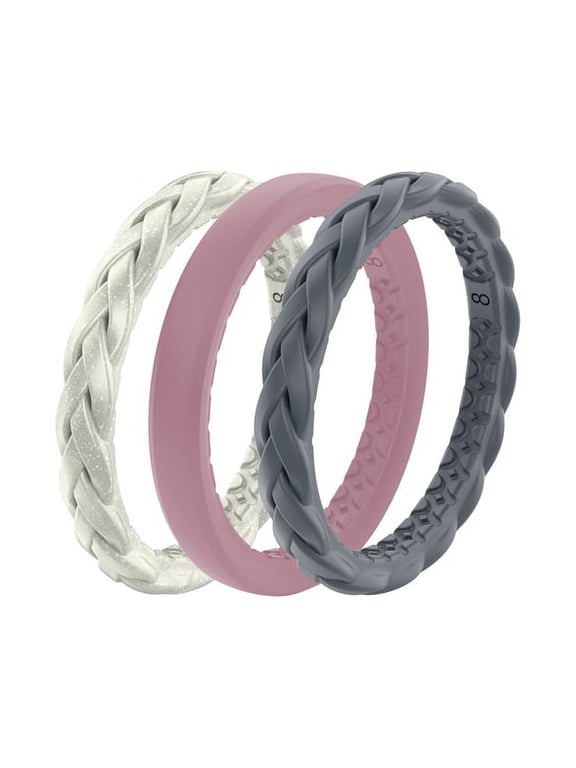 Serenity Unisex Round Assorted Stackable Rings Silicone Water Resistant Size 6