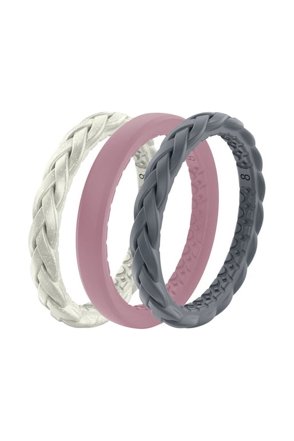 Serenity Unisex Round Assorted Stackable Rings Silicone Water Resistant Size 6