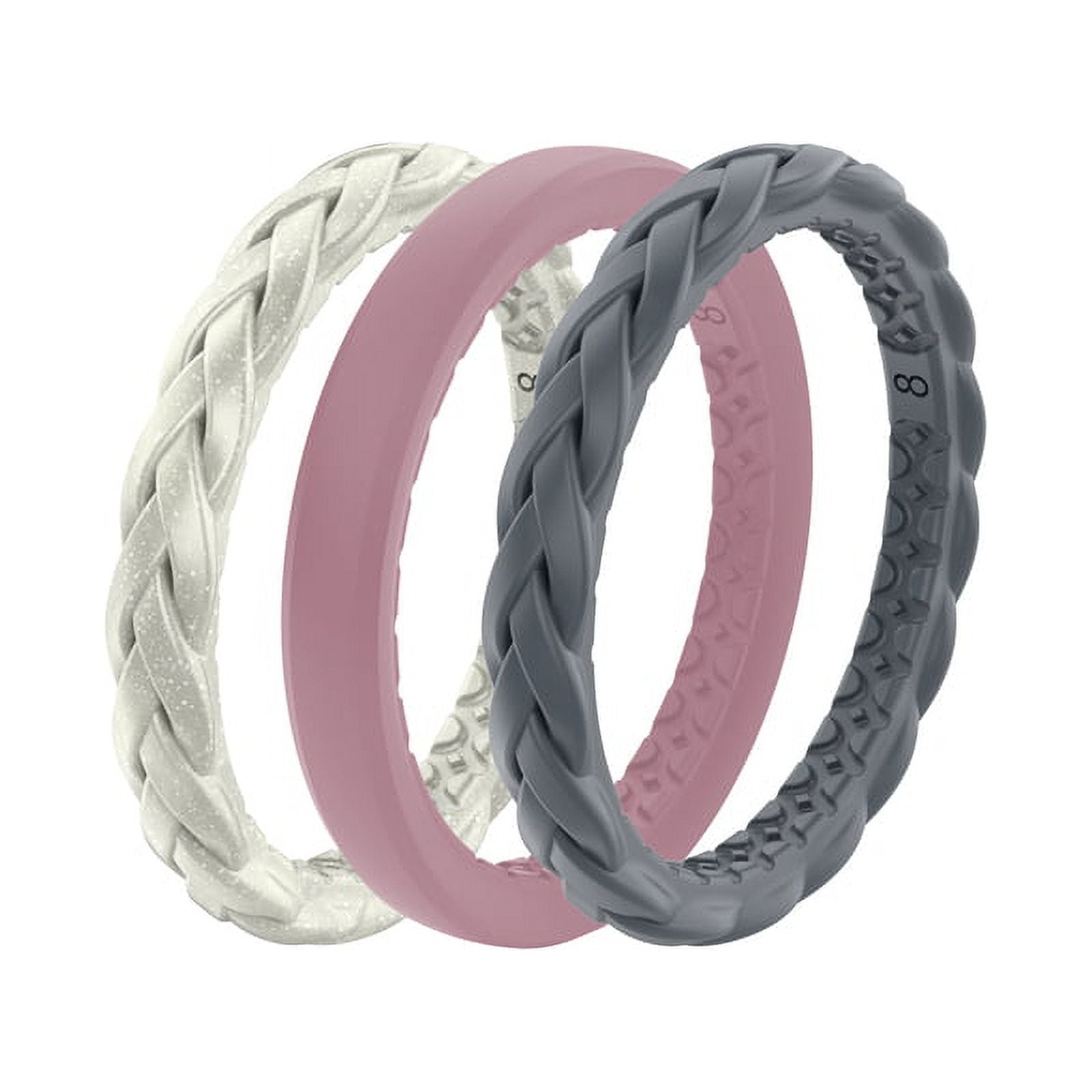 GROOVE LIFE Serenity Unisex Round Assorted Stackable Rings Silicone Water Resistant Size 7