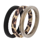Groove Life Womens Leopard Round Assorted Stackable Rings Silicone Water Resistant Size 6