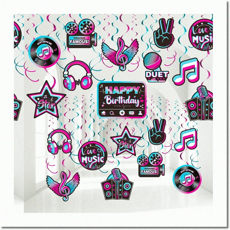 GrooveSwirls: 30-Piece Music Party Decor for Boys, Girls & Adults