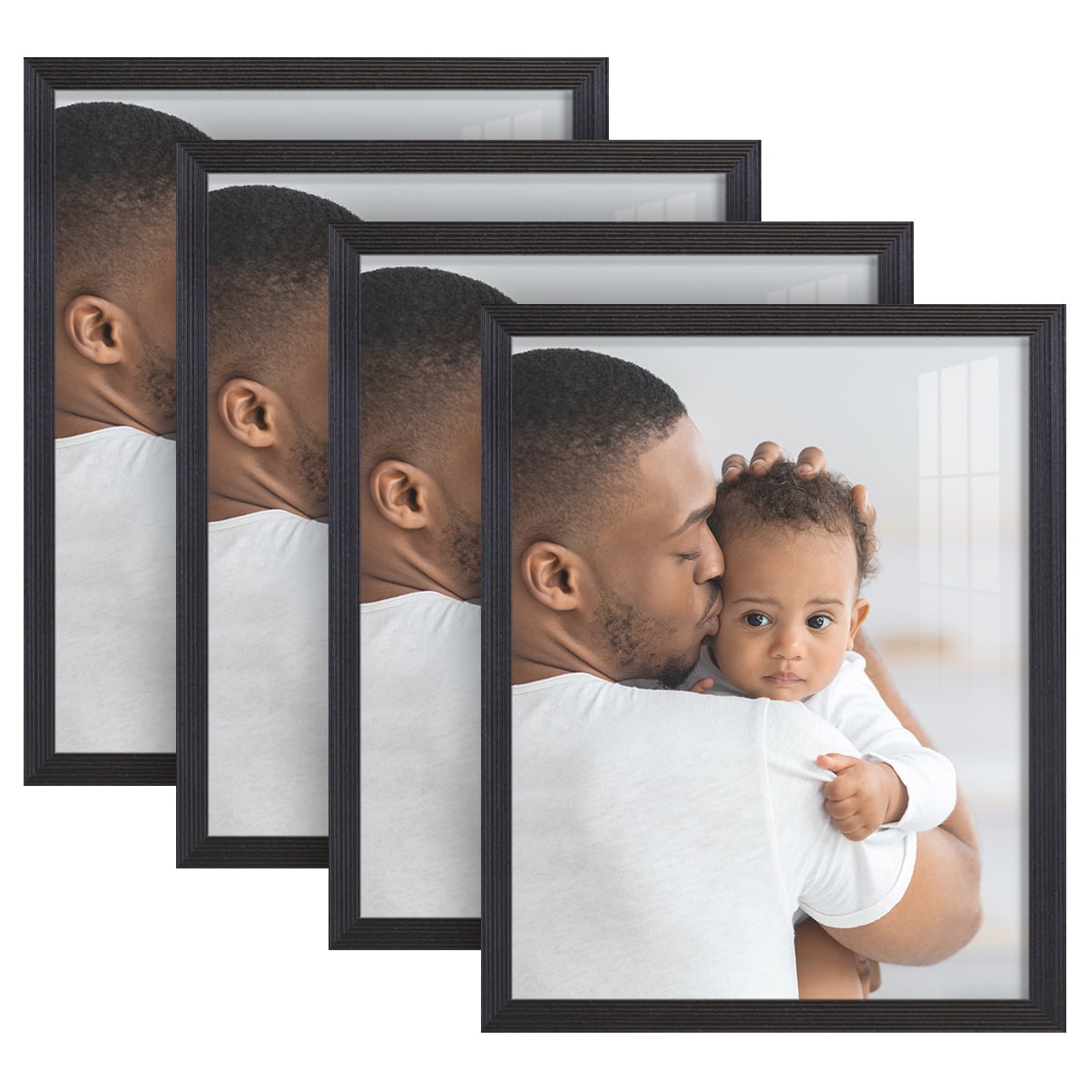 Grooved 11 in. x 14 in. Black Picture Frame Set (Set of 4)