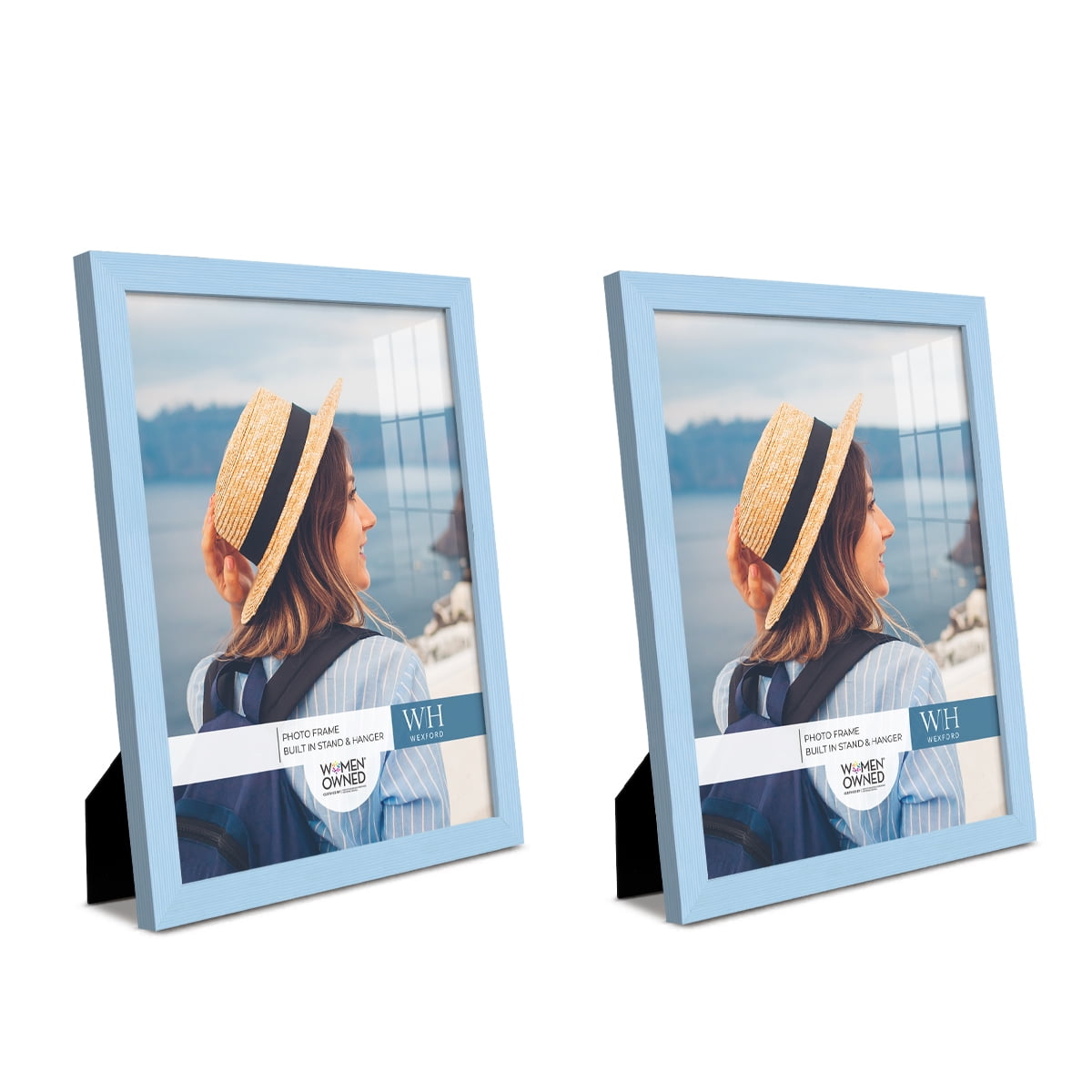 Set of 2 Blue 11x14 Wooden Picture Frames