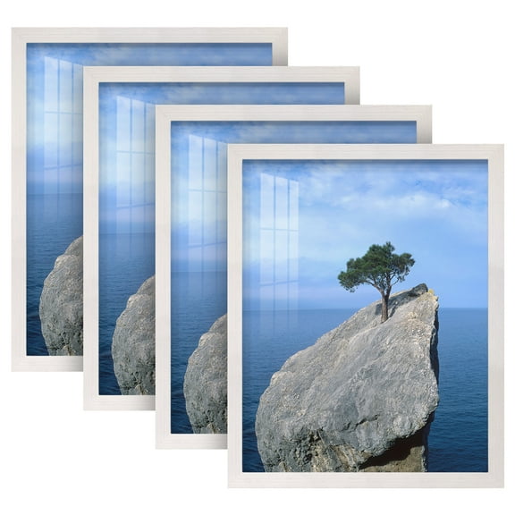 Grooved 11 in. x 14 in. White Picture Frame Set (Set of 4)