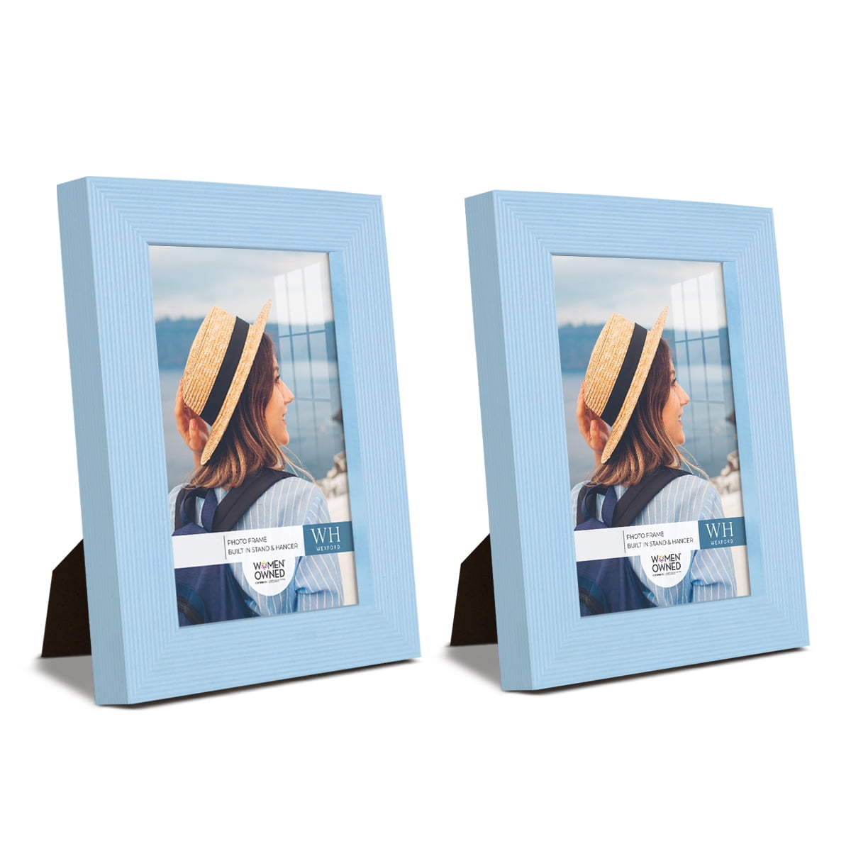 Grooved 3.5 in. x 5 in. Blue Picture Frame (Set of 2)