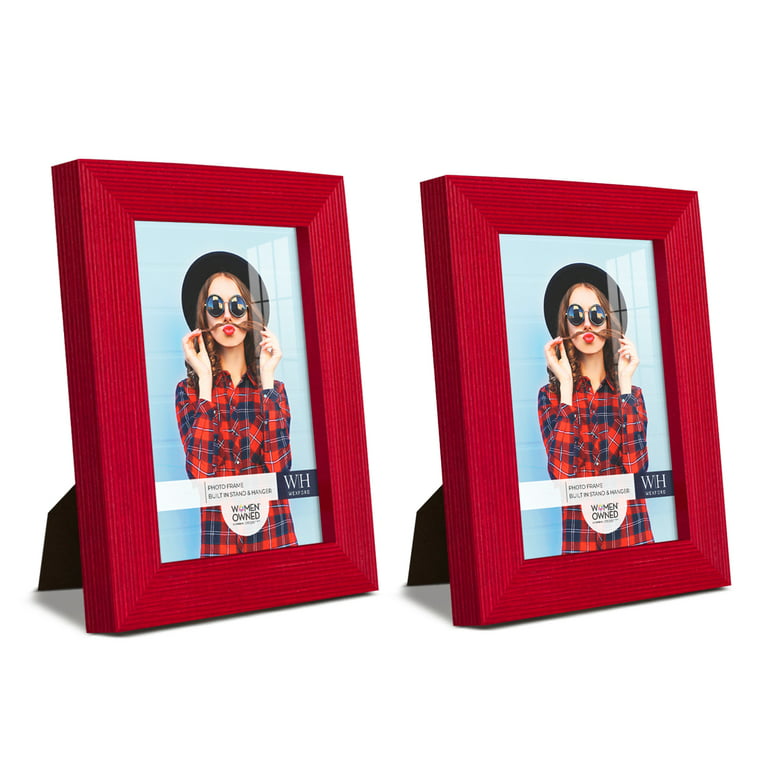 Grooved 3.5 in. x 5 in. Red Picture Frame Set (Set of 4)
