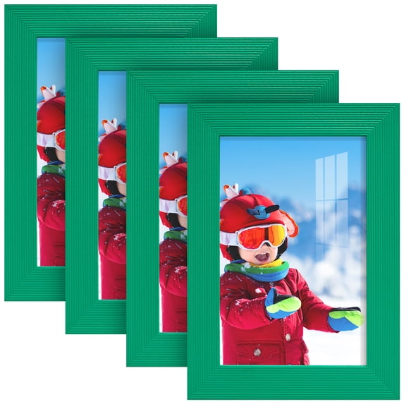 Grooved 4 in. x 6 in. Green Picture Frame Set (Set of 4)