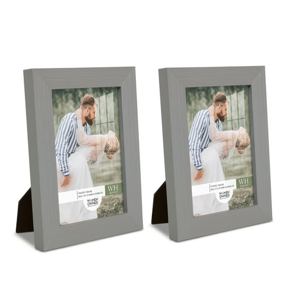 Grooved 4 in. x 6 in. Grey Picture Frame (Set of 2)