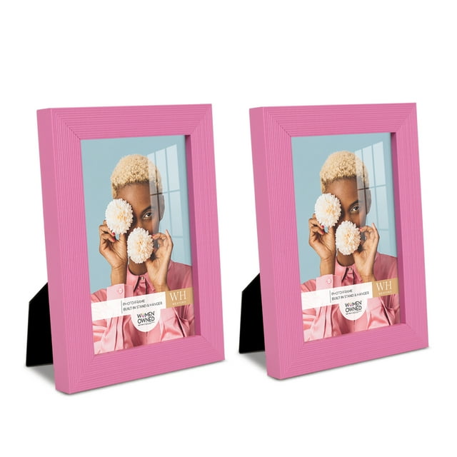 Grooved 4 in. x 6 in. Pink Picture Frame (Set of 2)