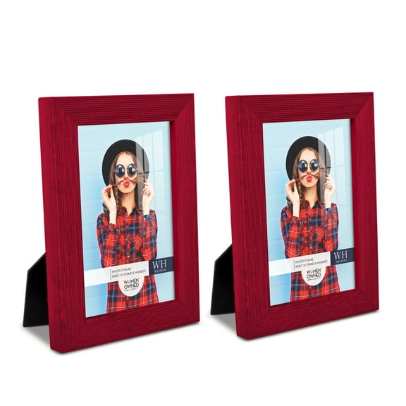 Grooved 4 in. x 6 in. Red Picture Frame (Set of 2)