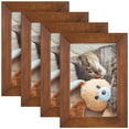 thumbnail image 1 of Grooved 4 in. x 6 in. Walnut Picture Frame Set (Set of 4), 1 of 6
