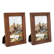 Grooved 4 in. x 6 in. Walnut Picture Frame (Set of 2)