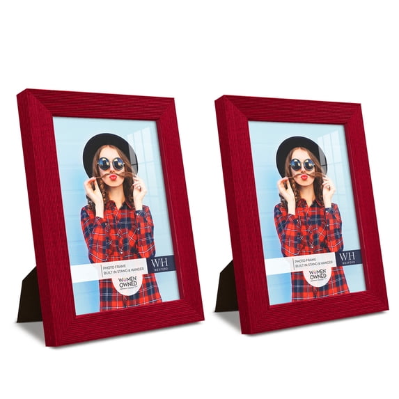 Grooved 5 in. x 7 in. Red Picture Frame (Set of 2)