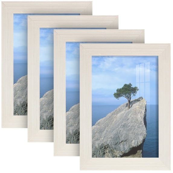 Grooved 5 in. x 7 in. White Picture Frame Set (Set of 4)