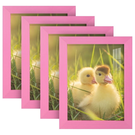 Grooved 6 in. x 8 in. Pink Picture Frame Set (Set of 4)