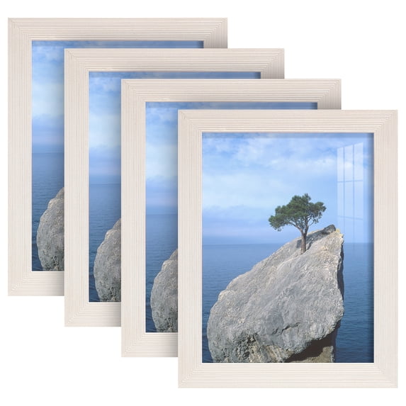Grooved 6 in. x 8 in. White Picture Frame Set (Set of 4)